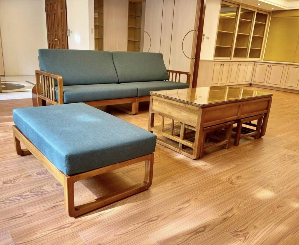 柚木傢俱｜柚木L型沙發｜輝格原木傢俱