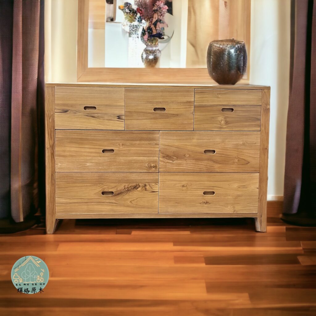 實木斗櫃｜柚木七斗櫃｜輝格原木傢俱