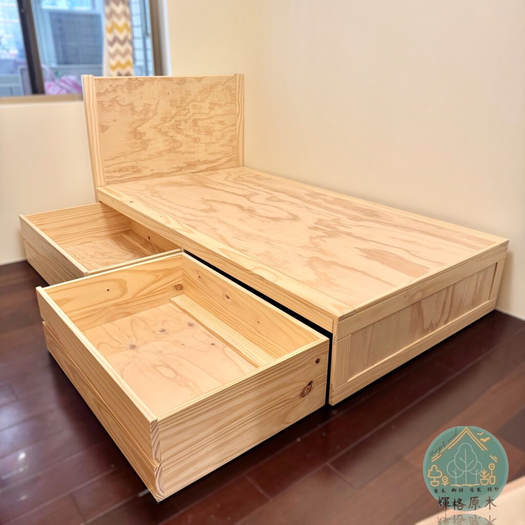 原木家具｜單人原木收納床組案例分享