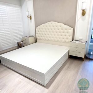 白色雙人實木收納床底